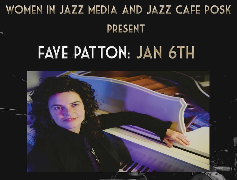 Photo of Faye Patton at a white piano, with subtle purple lighting