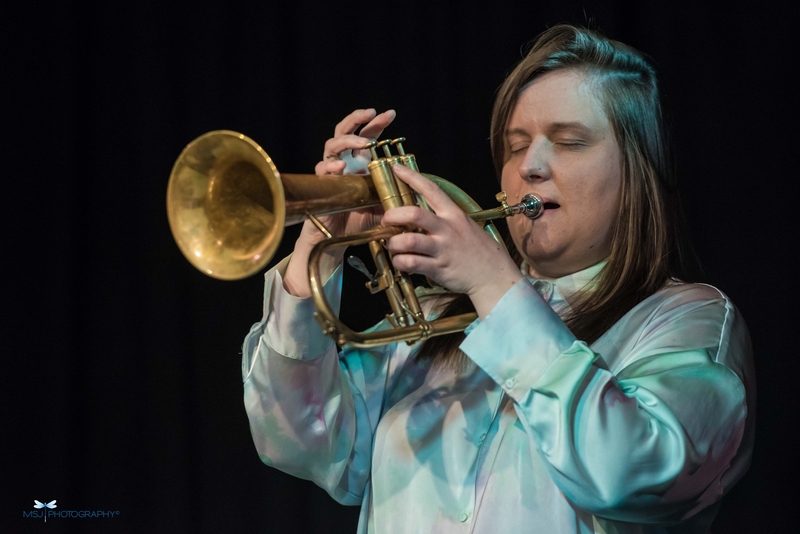 Charlotte Keeffe playing the trumpet  - taken by Monika S Jakubowska