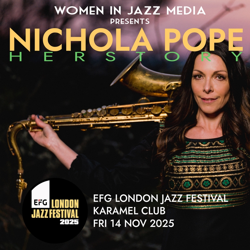 Colour photo of Nichola holding her saxophone - taken by Murray Clarke